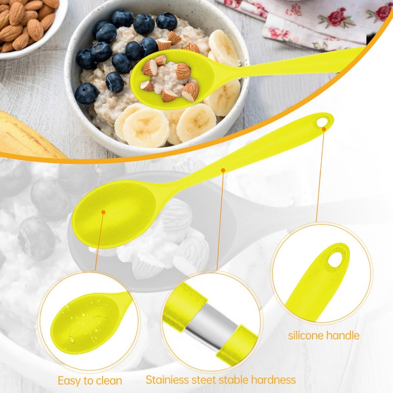 Ecerangus 2 Pcs Silicone Nonstick Mixing Spoon, Silicone Spoons for Cooking Heat Resistant, Cooking Utensil for Kitchen Cooking Baking Stirring Serving (Yellow) - Image 5